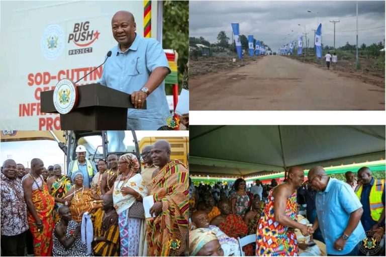 President Mahama cut sod for construction of 177Km Atimpiku Ho-Aflao under the big push